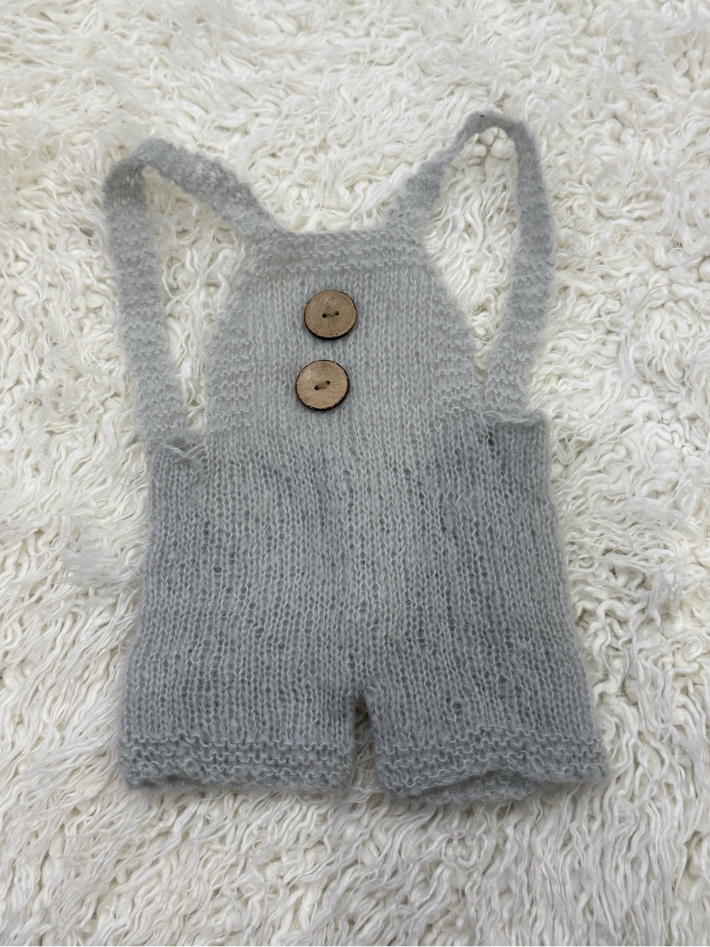 Soft Knit Light Gray Baby Suspender Shorts